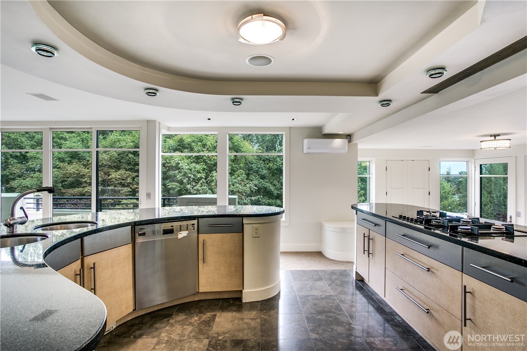 Designer kitchen inside a luxury furnished residence in Seattle