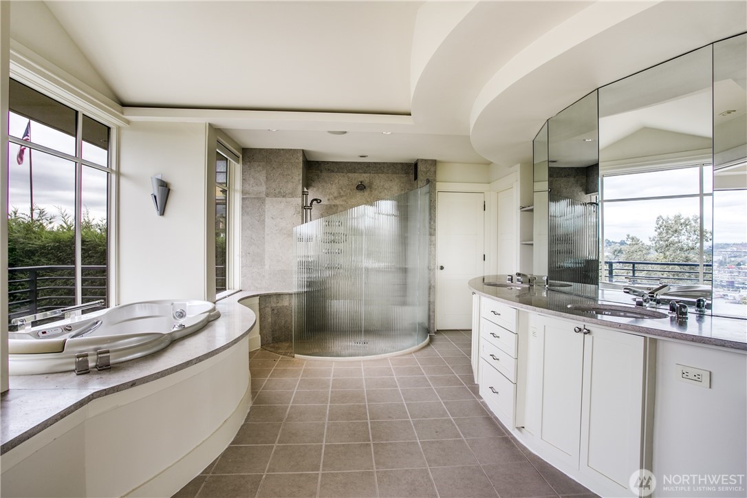 Luxury primary bathroom in a Queen Anne Seattle residence